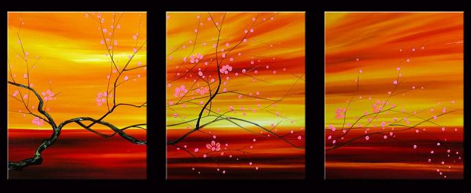 Dafen Oil Painting on canvas red flowers -set013